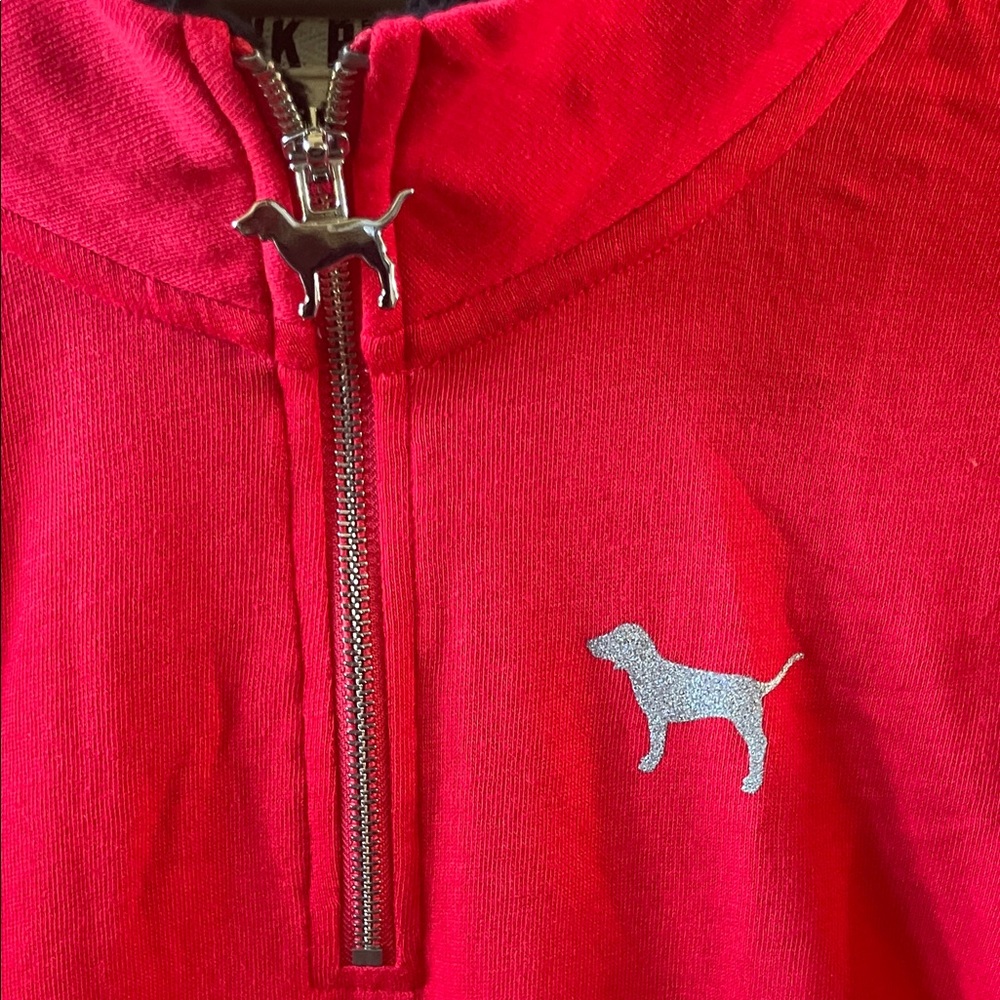 Red Victoria Secret PINK Quarter-Zip Pullover - Picture 2 of 4